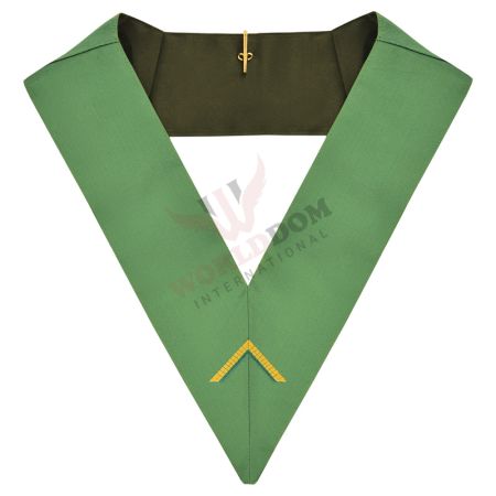 Worshipful Master Cerneau Rite Officer Collar Green Ribbon Machine Embroidery