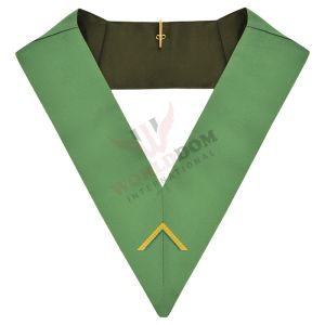 Worshipful Master Cerneau Rite Officer Collar Green Ribbon Machine Embroidery