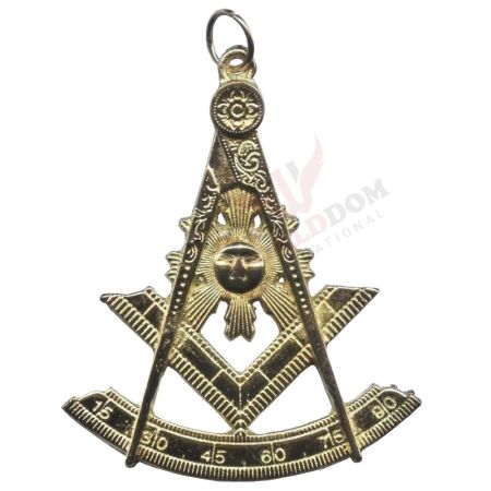 Past Master Blue Lodge Collar Jewel Quadrant & Square Gold Metal