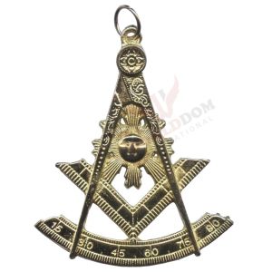 Past Master Blue Lodge Collar Jewel Quadrant & Square Gold Metal