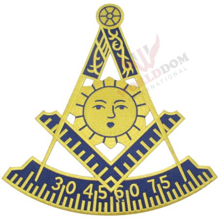Mason Past Master Symbol Iron On Patch Gold
