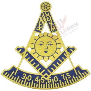 Mason Past Master Symbol Iron On Patch Gold