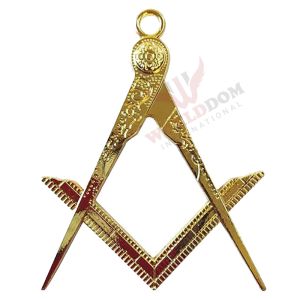 Master Mason Blue Lodge Collar Jewel Square & Compass Gold Metal