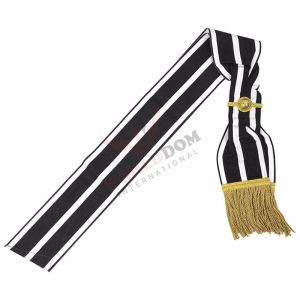 Knights Templar Sash Black and White Moire