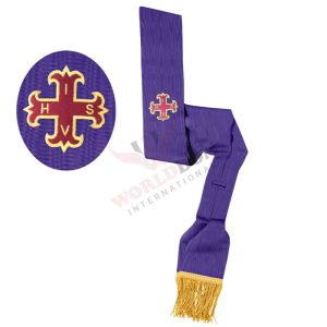 Red Cross Of Constantine Sash Purple Bullion Fringe