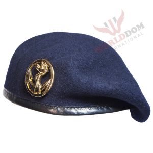Navy Blue Woolen Beret Cap