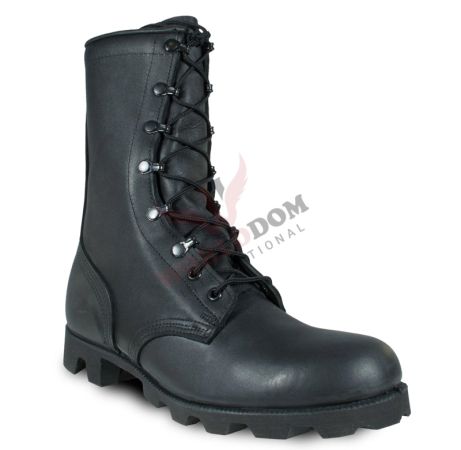 Mens Black Leather Military Combat Boots
