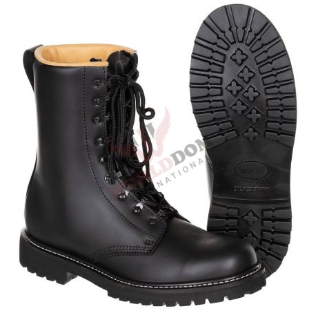 Mens Black Military Leather Combat Boots