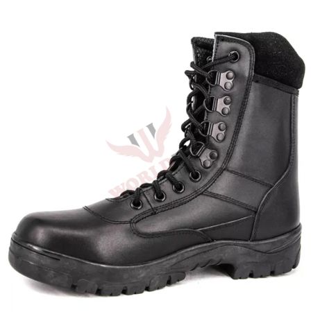 Black Leather Korean Police Boots