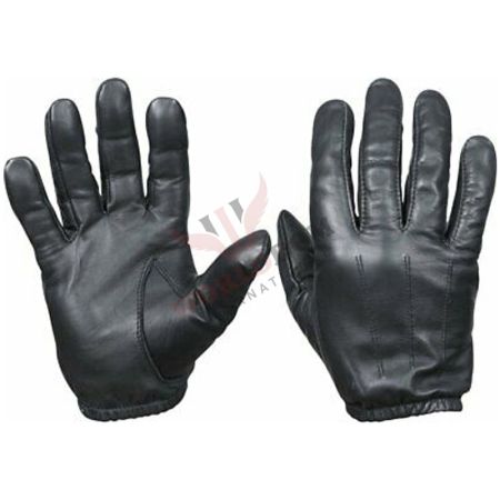 Black Leather Police Gloves