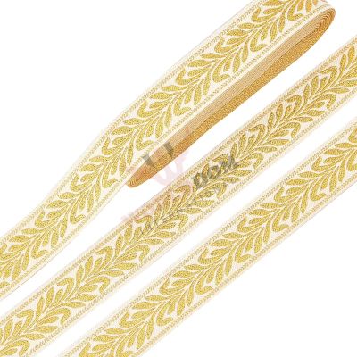 Gold Jacquard Ribbon 1 Inch Woven Braid