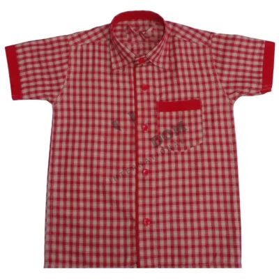 Kids Red Check School Uniform Shirt