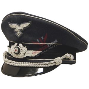 Luftwaffe Officer Visor Cap Silver Piped